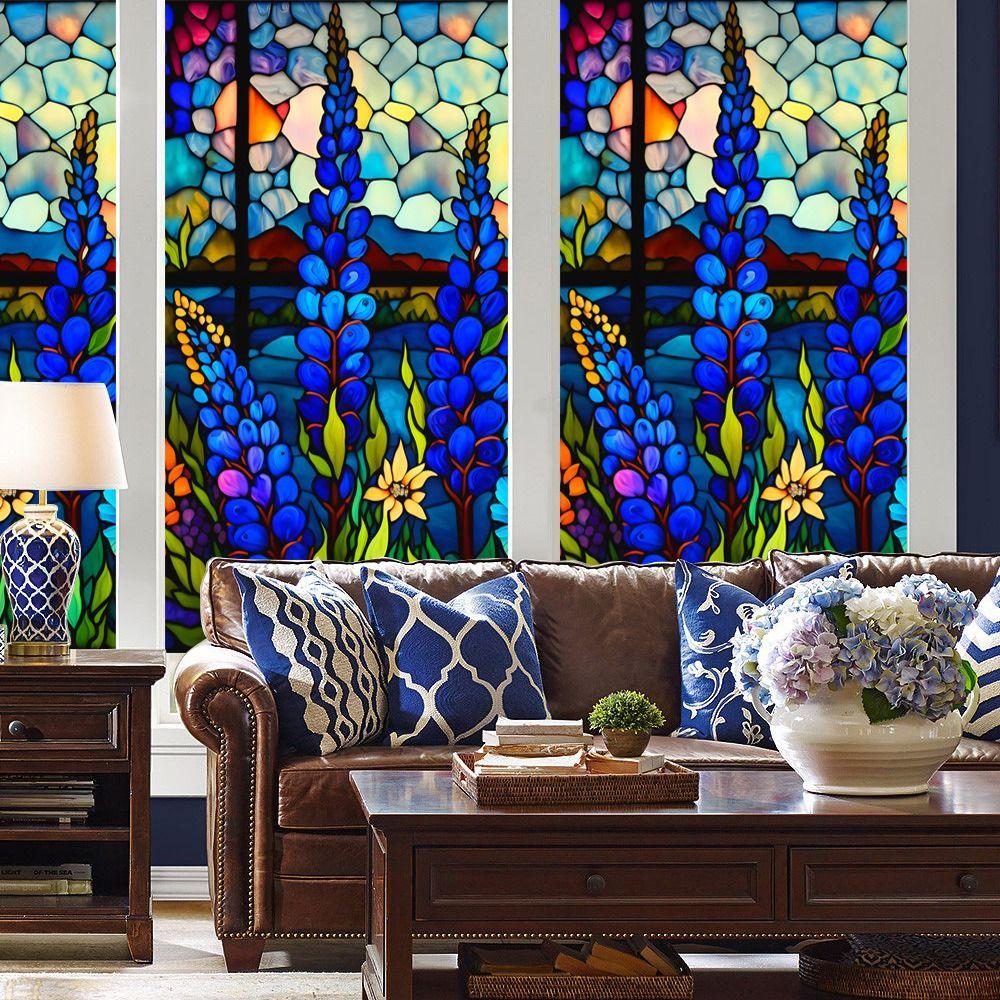 Self-adhesive PVC Static Window Sticker DIY Colorful Glass Window Film  Glass