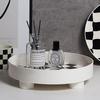 Round Storage Organizer Tray Checkerboard Design Plate Container Tray for Fruit Perfume Jewelry White, Small