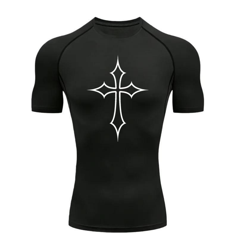Men's Sports T-shirt Compression Shirt Breathable Training Gym Jogging Running Moisture-Wicking Workout Quick Dry Fitness Short Sleeve