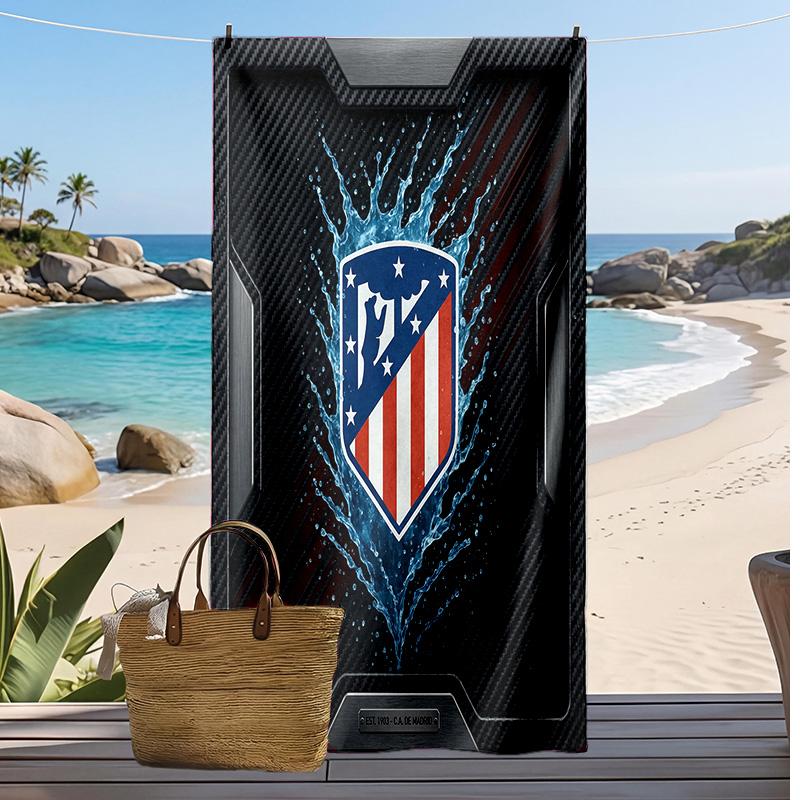 Atletico Madrid Bedrucktes Strandtuch Schnelltrocknendes Weiches Handtuch Tragbare Große Rechteckige Stranddecke für Reisen Schwimmbad
