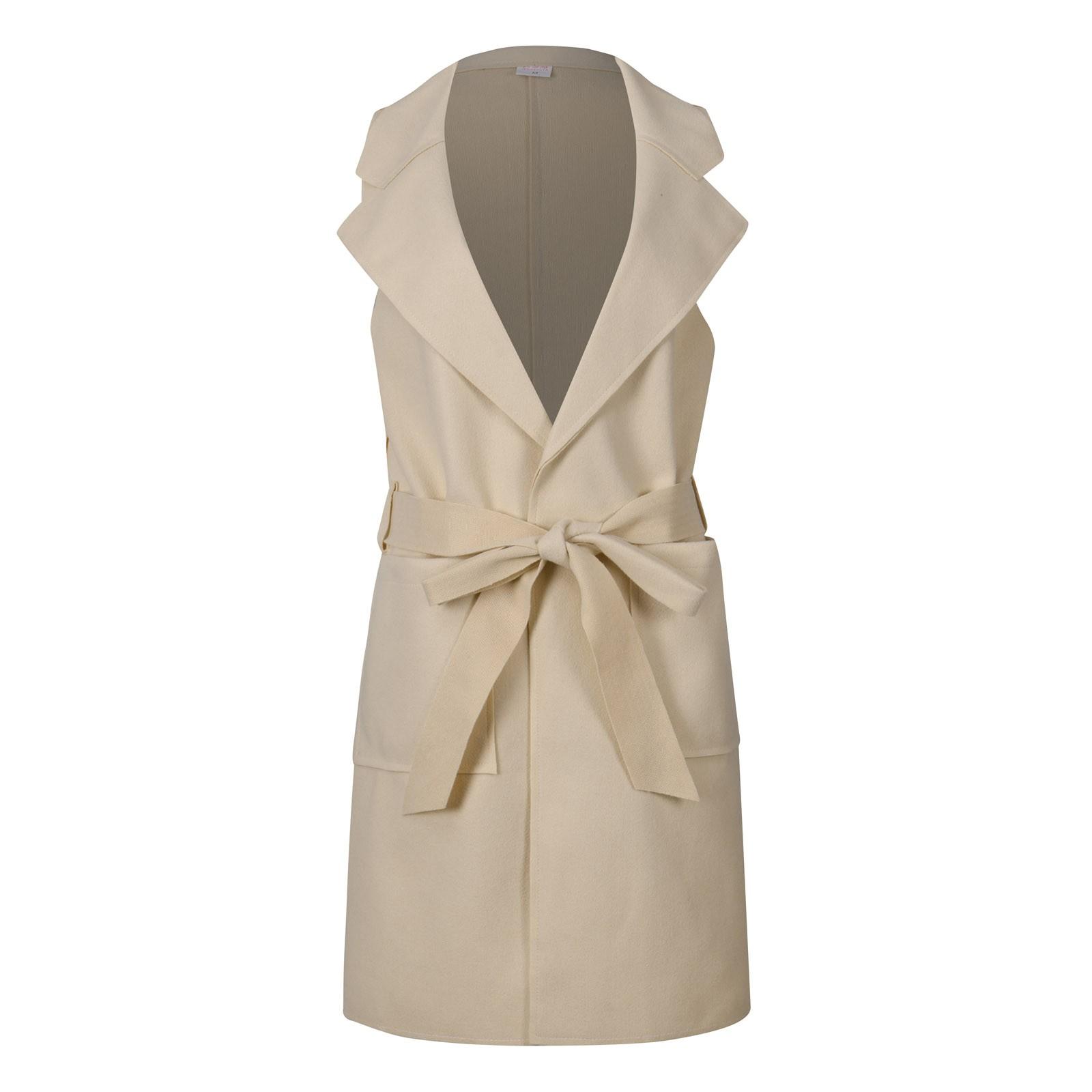 

Женская однобортная однобортная шерстяная куртка без рукавов с двойным карманом XXXL бежевый