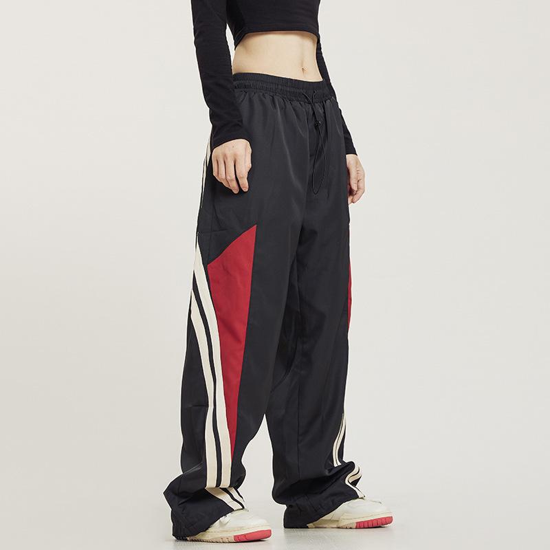 Unisex retro pruhované sportovní kalhoty s širokými nohavicemi: Trendy, Volné, Všestranné Neformální Kalhoty