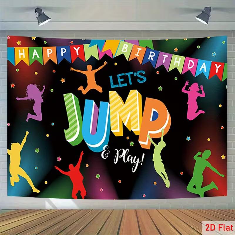 2D Kids Jumping Silhouette Background for Indoor Birthday Celebration 47.2x31.5inch/120*80cm