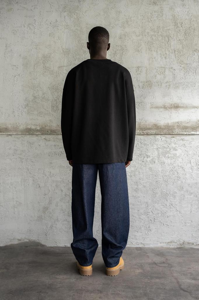 Męska Bluza Oversize z Nadrukiem „Memories” - Czarny