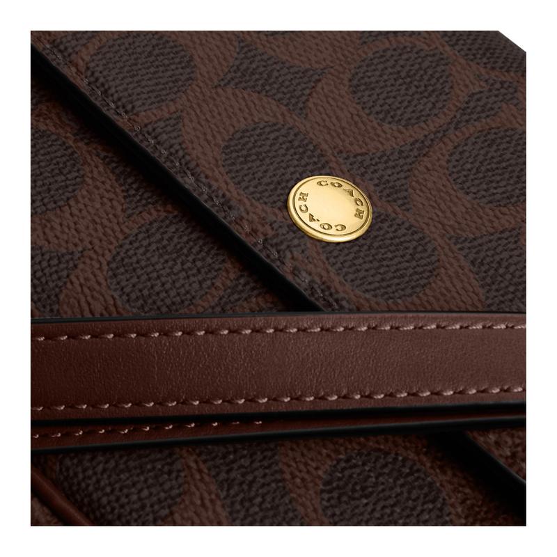 Coach BROOK 24 Brass-colored Metal Hardware Hand-held Crossbody Bag, Artificial Leather, Shoulder Bag, Medium Size, Women's Maple Brown