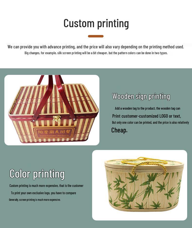 Bamboo Woven Handheld Basket for Mid-Autumn Mooncake and Nut Gifts