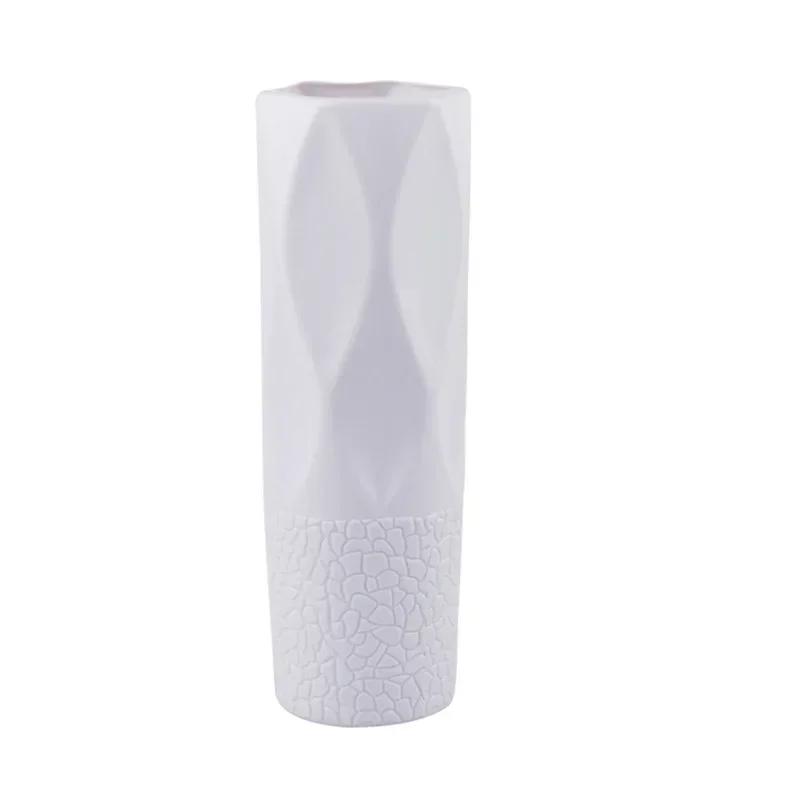 Nordic White Pink Imitation Ceramic Flower Plastic Flower Vase Improve Your Home Office And Wedding Environment Basket Vase