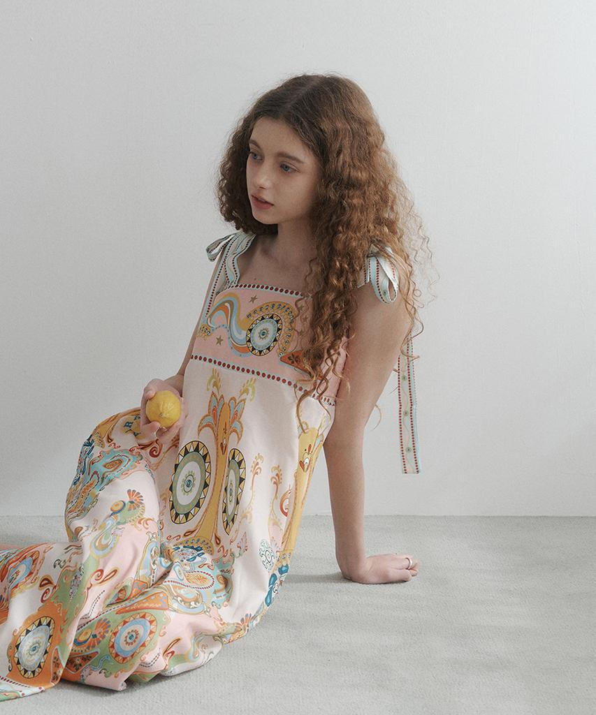 Jyudiaenpol Sunshine Paisley Flare Dress