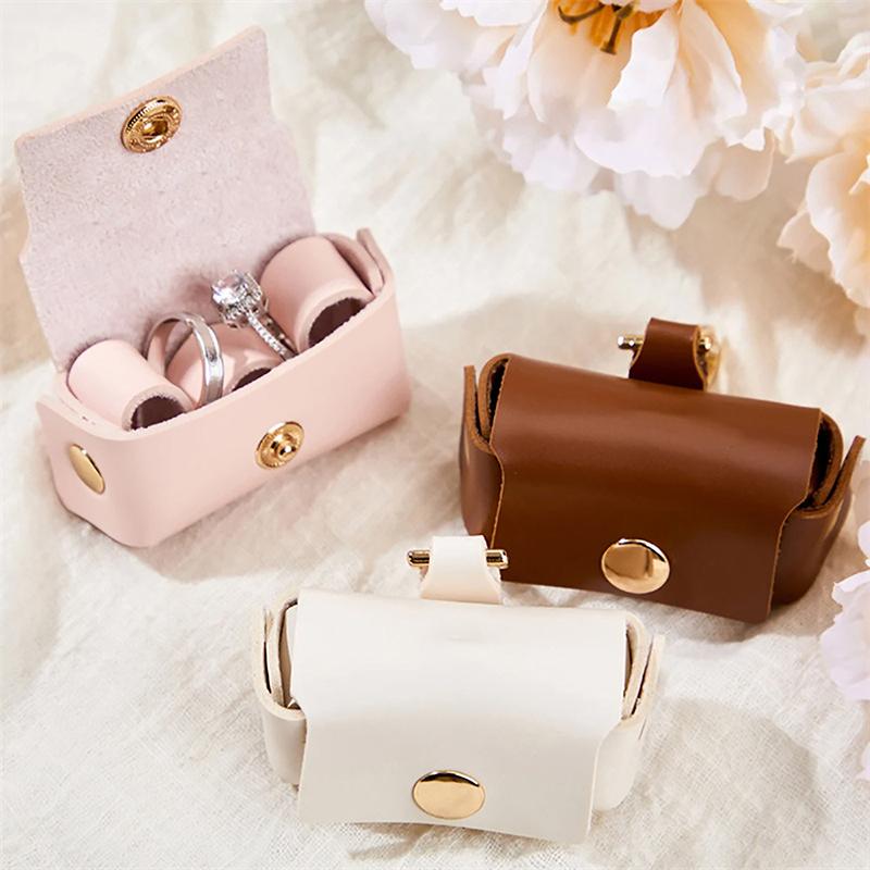 1Pc Mini Wedding Leather Ring Box For Proposing Dog Collar Pendant Ring Box Engagement Wedding Ring Storage Box