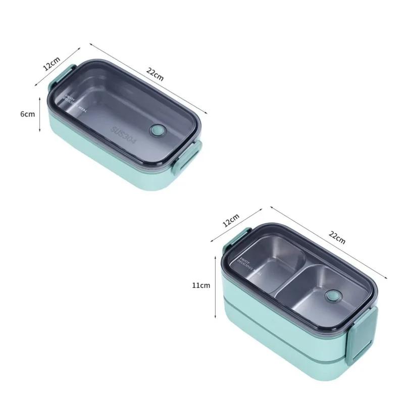Pudełko śniadaniowe ze stali nierdzewnej 304 dla dorosłych dzieci szkoła biuro 1/2 warstwy mikrofalówka przenośne przegródki pojemniki na żywność bento