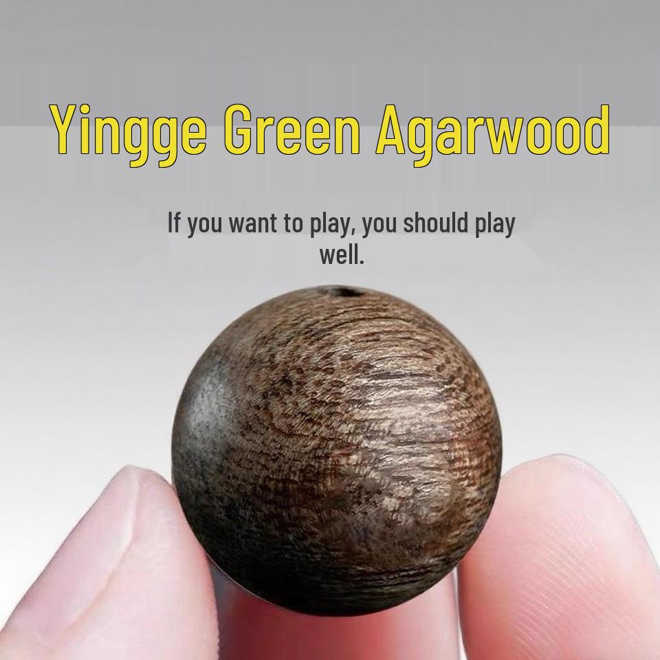 Hainan Yingge Green Agarwood Beads: Authentic Fragrant Wood Bracelet Accessories 4mm Single Bead [Sinking Grade] Very Small