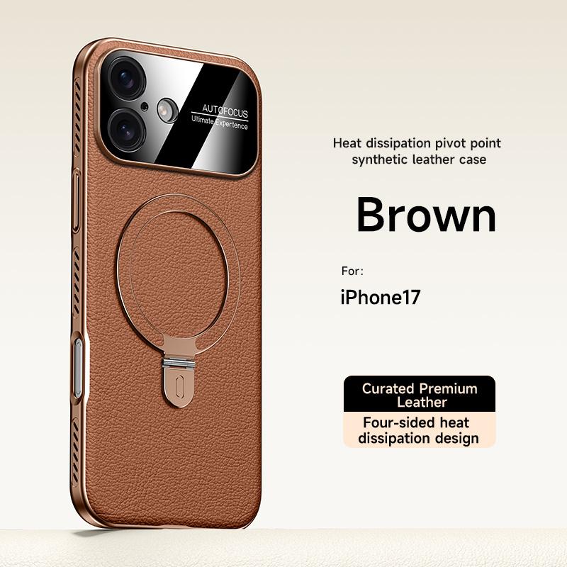 PU Leder Magnetischer Ringhalter Hülle Für iPhone 17 17Pro Max iPhone Air Weicher Rahmen Stoßfest Halterung Rückseite Für 17ProMax