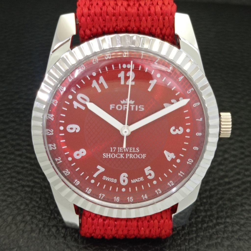 REFURBISHED HAND-WINDING SWISS MENS RED COLOR DIAL WATCH A431694-2 R108-a431694