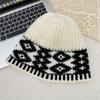 Niche designer retro plaid knitted hat children's autumn and winter new versatile warm ear protector wool hat