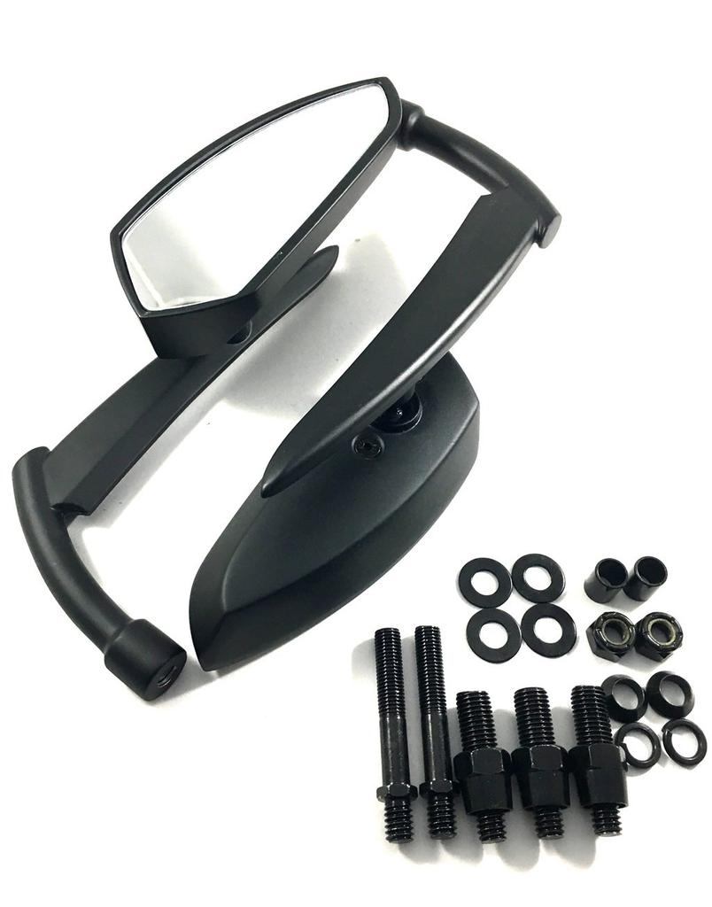 Harley Bullet Left and Right Silver Motorcycle Custom Dress Up Mirrors, Set, Plated, Black, Sportster, XL1200X, XL883L, XL1200N, etc., (Black)