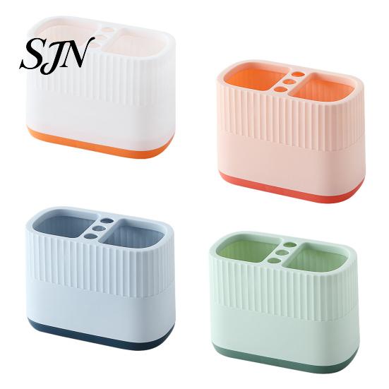 Plastic Pen Cup for Desk Desktop Holder, Compartments Thickened Organizer, Macaron Durable Storage Bin Color Vertical Pattern Organizer Stationery