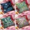 Monet's Works Cushion Cover Anti-dustmite Pillowcase Invisible Zipper Silky Short Plush Sofa Cushion Cover