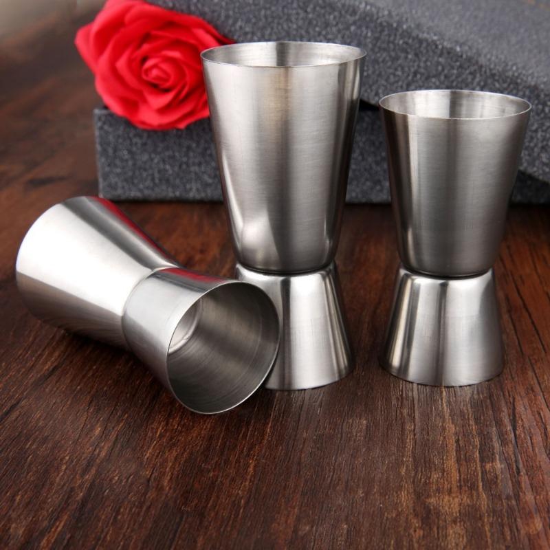3pcs/set 15/30 20/40 25/50ml Stainless Steel Measuring Cups Party Wine Cocktail Shaker Double Tone Jigger Shot Drinks Rectification Mixed