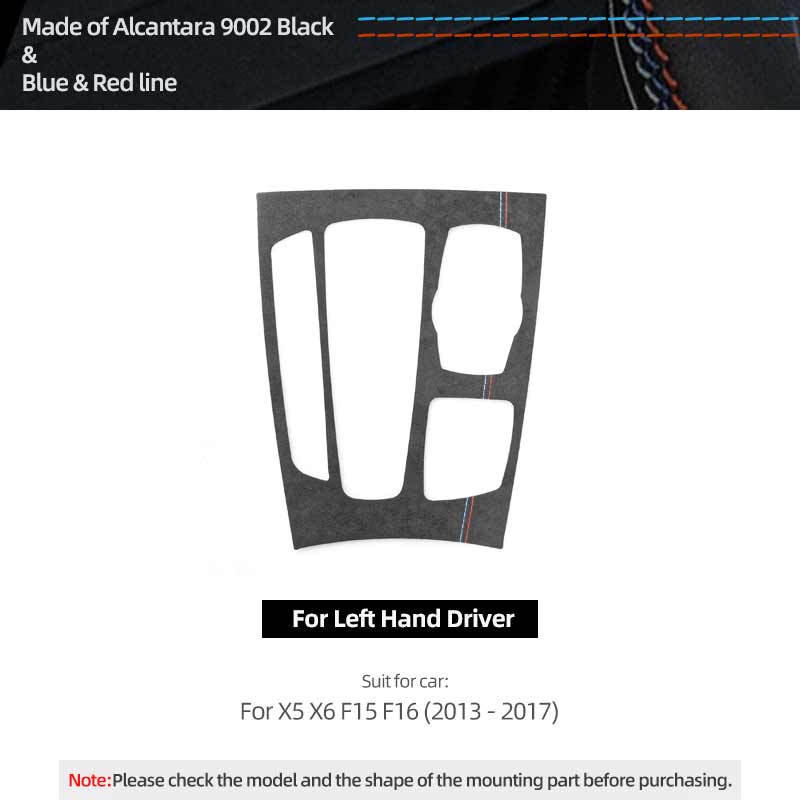 For BMW X5 F15 X6 F16 Made of Alcantara Car Interior Gear Shift Knob Panel Trim Frame Performance Stickers Tuning Accessories