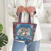 Ethnic Style Handbag Trendy Animal Embroidery Handbag Canvas Women Shoulder Bags Women Grocery Storage Pouch