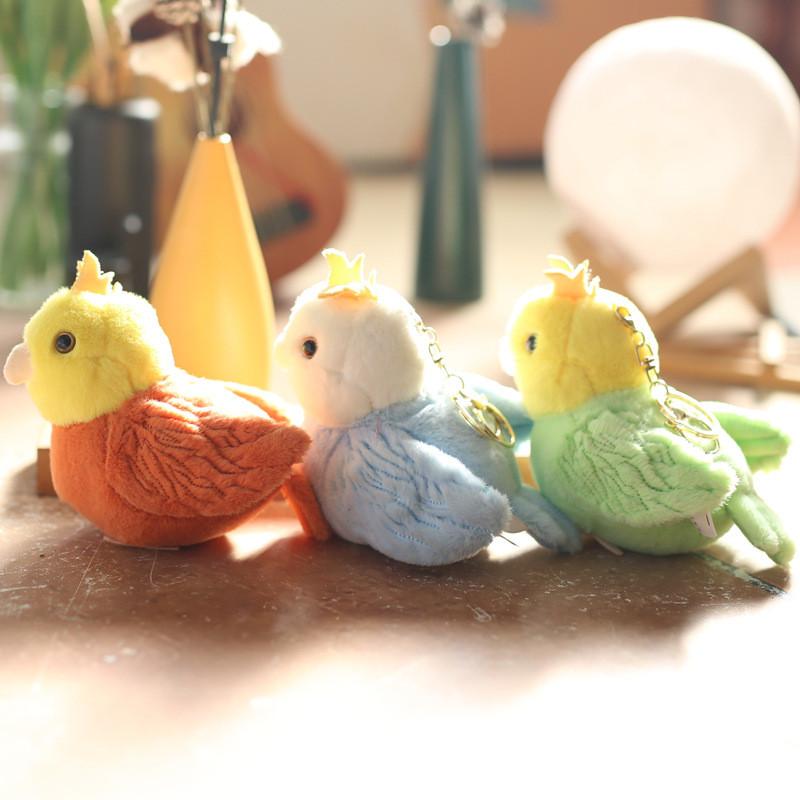 Colorful Plush Fun Animal Doll Parrot Keychain Soft Stuffed Toy In Bright Blue And Green Orange