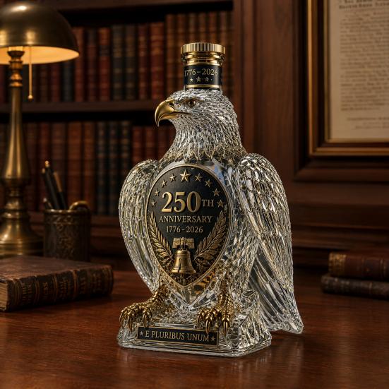 Eagle Whiskey Glass Decanter, 350ml 250th Anniversary Eagle Shaped Glass Bottle for Wine Bourbon, Unique Bar Decor & Gift for Men