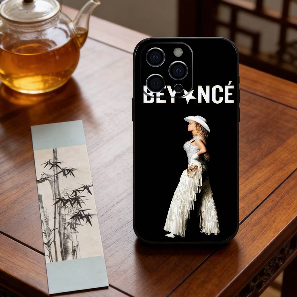 Singer B-BeyoncE Phone Case For iPhone 17,16,15,14,13,12,11 Plus,Pro Max,XS,Soft Silicone Black Cover