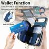For iPhone Air PU Leather Phone Back Cover with Zipper Card Holder and Long Strap