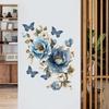 Blue Flower Butterfly Wall Sticker for Home Decor, Self-Adhesive Removable Decal for Living Room Bedroom Entrance