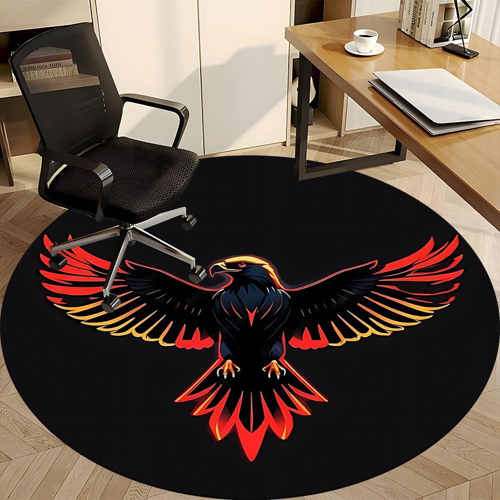1pc Phoenix Rising Chair Carpet for Office, Round Non Slip Durable Large Size Office Carpet, Suitable for Office