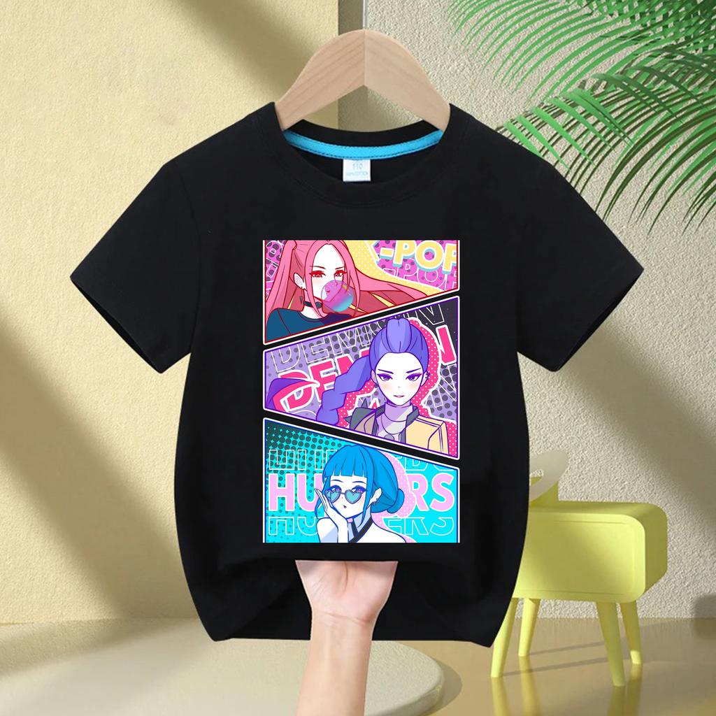 Baby Girl Clothes Crew Neck Cartoon Girls Boys Tee Kids Rumi T-shirt KPop Demon Hunters Print Fashion Casual Tops Casual