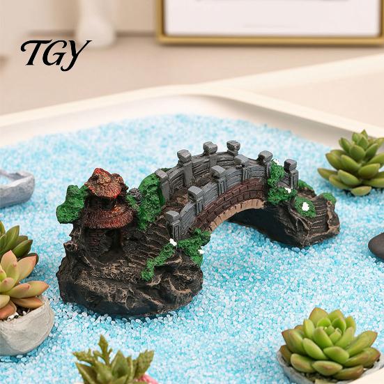 Betta Tank Accessories Aquarium Bridge Ornament, Arch Miniature Fish Decor, Nature Style Mini Model for Terrarium, Fairy Garden Small