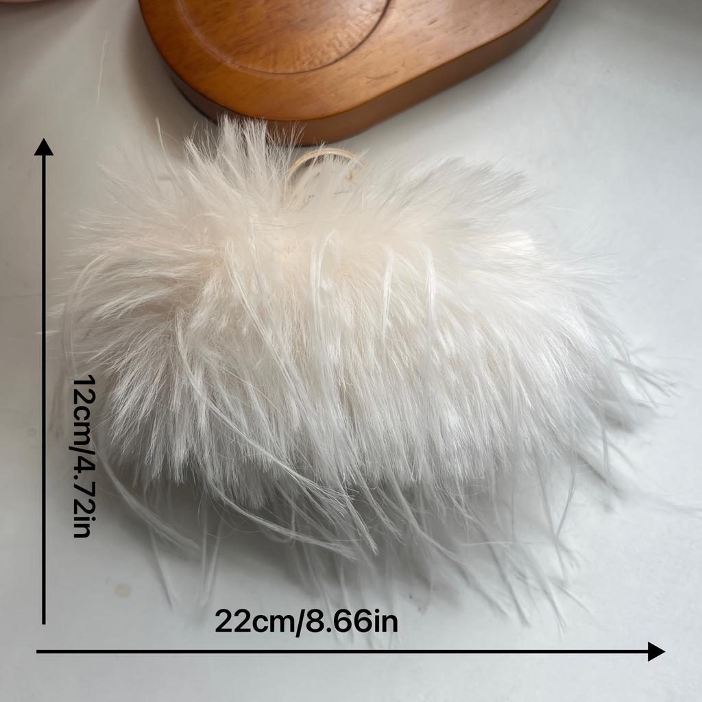 Elegante Pinza per Capelli Bianca in Piume Sintetiche Stile Francese Chic Pinza a Morso di Squalo Grande per Donna, Perfetta per Acconciature Raccolte & Styling