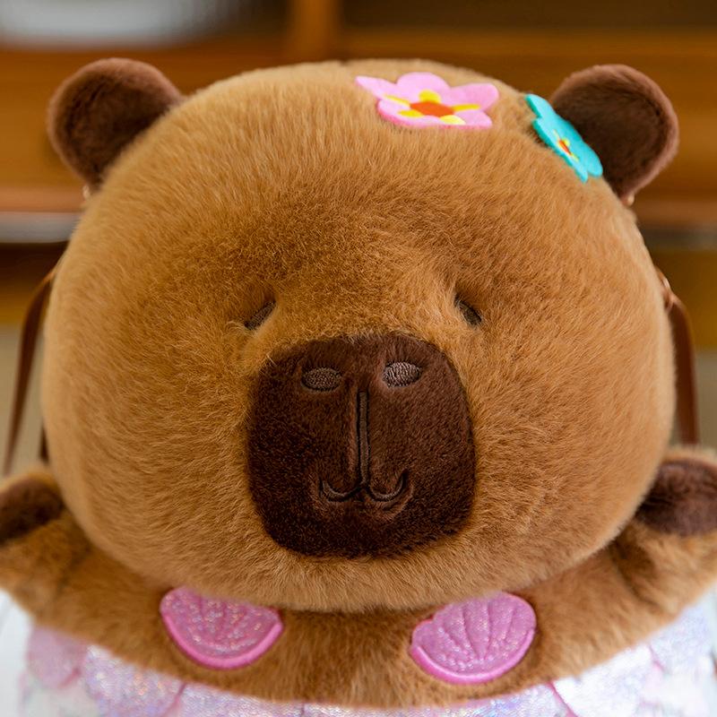 New Internet Celebrity Capybara Backpack Mermaid Capybara School Bag Children's Birthday Gift Plush Toy Bag