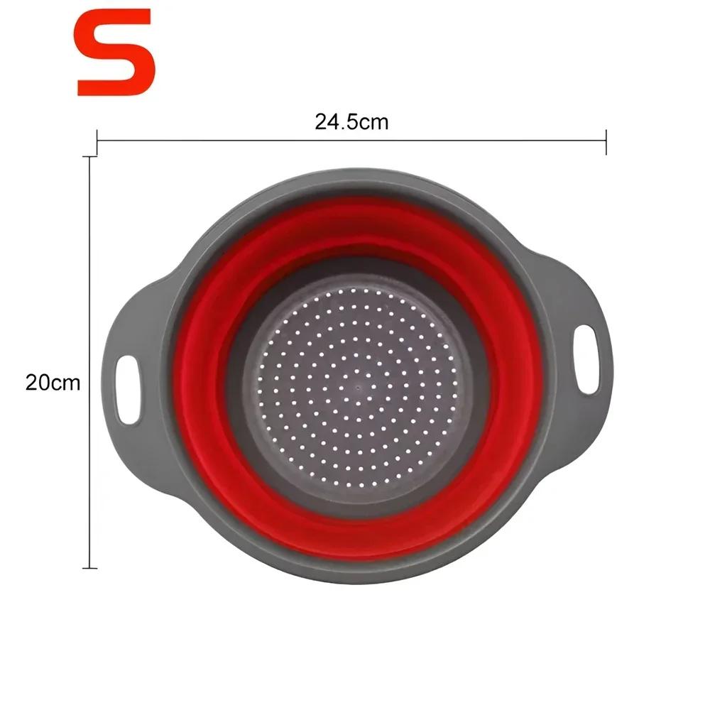 2PCS Silicone Folding Drainer Basket Fruit Vegetable Foldable Colander Kitchen Strainer for Food Pasta Kitchenware Drain Device