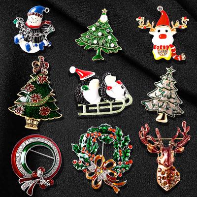 Christmas Gift Brooch Cartoon Christmas Tree Hat Snowman, Elk, Jacket Suit Corsage Accessories