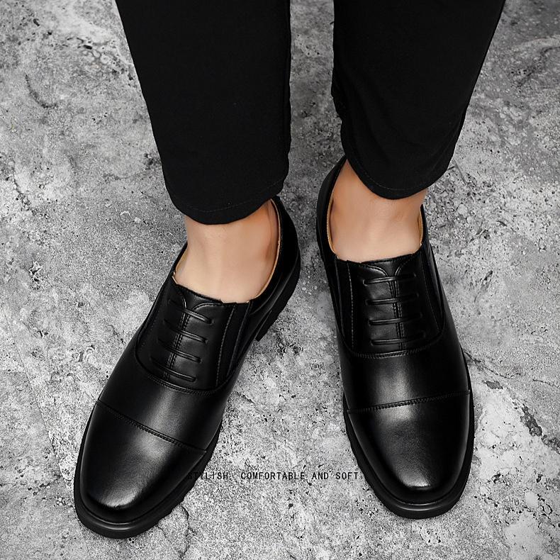 Men's Business Casual Leather Work Shoes – Black Soft-Sole Anti-Slip Breathable Comfortable Footwear