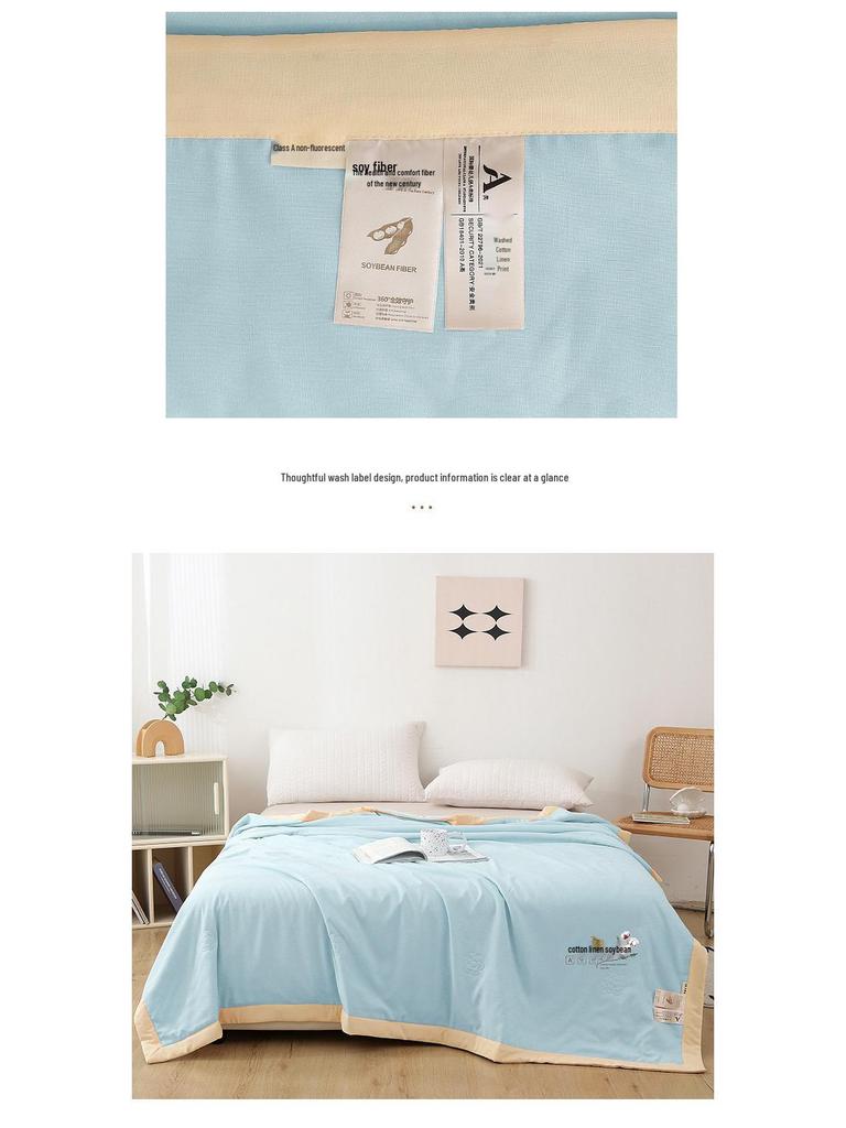 2026 Summer Cotton-Linen Quilt: Hand-Stitched Edging, Cool & Lightweight for Air Conditioning