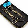 MCG-15 Gold Damascus Hairdressing Scissors Set: Straight, Serrated, Thinning Shears for Salon.