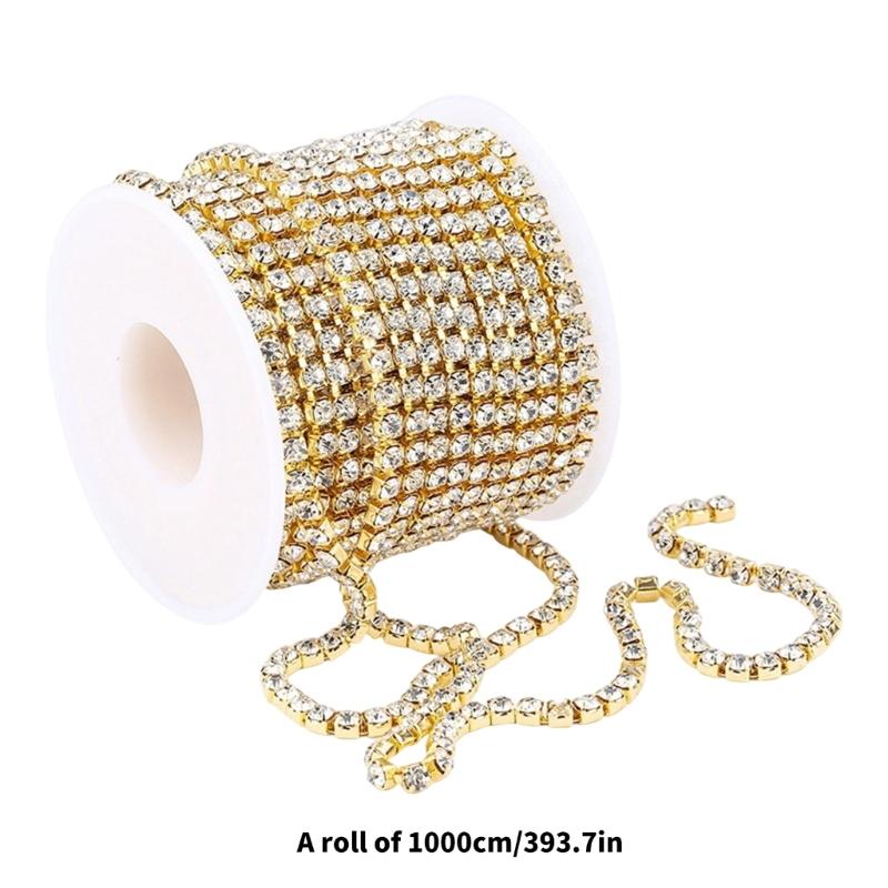 Rhinestones Close Chain Sew On Glass Rhinestones Trim Rhinestones Chain Rhinestones Cup Chain for DIY Craft Decorations