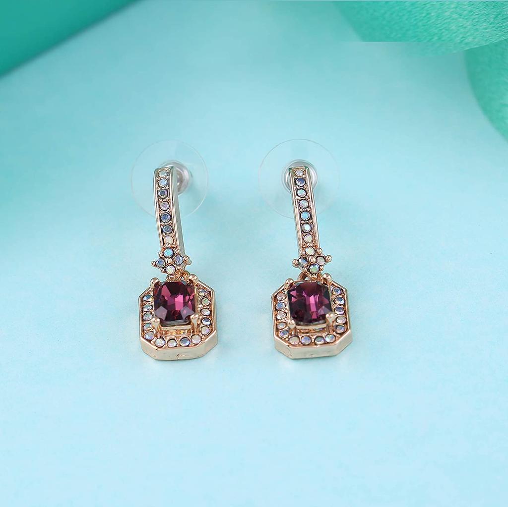 Newest Estele Purple Lusture Stone Women's Drop Earrings