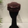 Fair Isle Pattern Stewardess Beret Hat Faux Fur Trim Teardrop Hat New Pillbox Hat  For Women