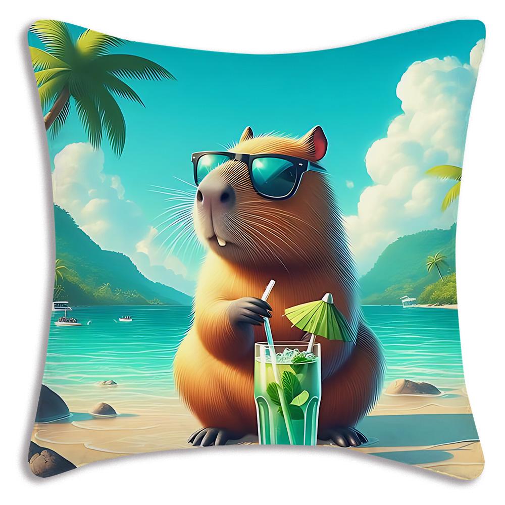 Cute Cartoon Capybara Pillow Case For Bedroom Car Cafe Room Soft Living Room Sofa Decor Pillow Case