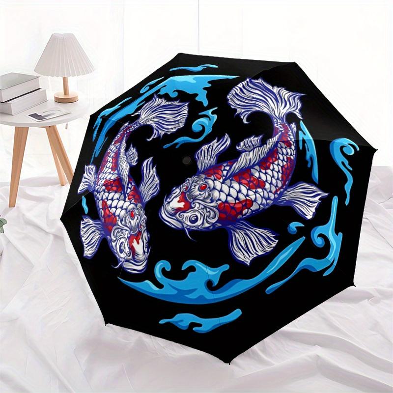 

1pc Koi Fish Water Automatic Open 8-Rib Windproof Umbrella, Travel & Commuting, Suitable for All Seasons