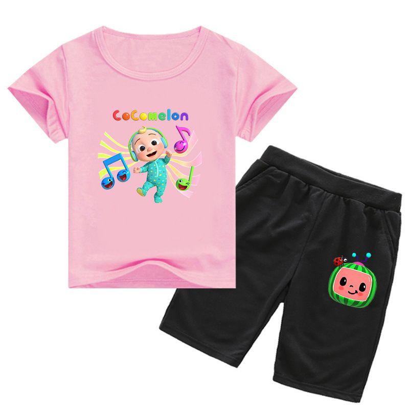 Kids Cocomelon Short Sleeve Tshirt Shorts Boys Girls 2pcs Tops Pants Set Casual