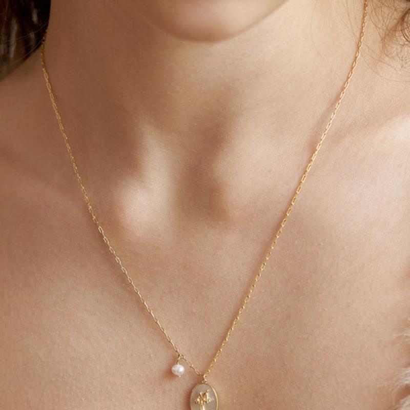 

TATIANA [silver925] Rose Nacre Pearl Necklace_NZ1138 Gold vermeil