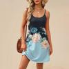 Fashion Women Summer Dress Vintage Floral Print Adjustable Spaghetti Straps Beach Vacation Casual Dress With Pockets