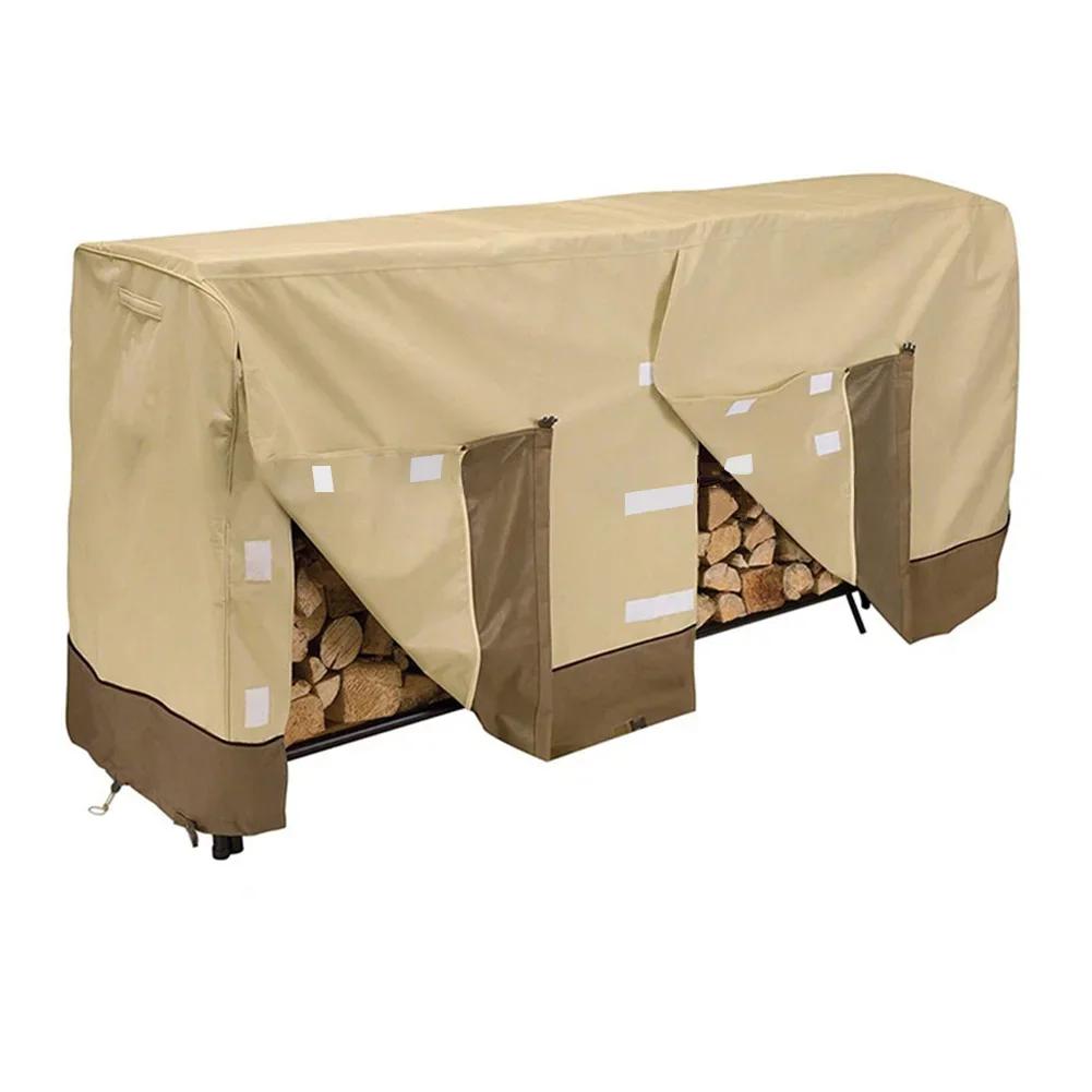 210D Oxford Cloth Firewood Rain Cover Outdoor Firewood Shed Waterproof Cover Protective Cover Dustproof & Waterproof 4FT/8FT