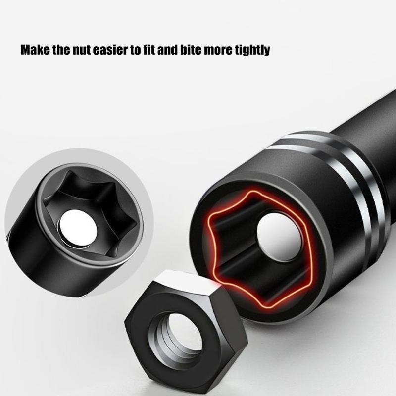 8mm 5/16" Hexagonal Shank Magnetic Power Nut Driver Set Impact Socket Adapters Bit Extension