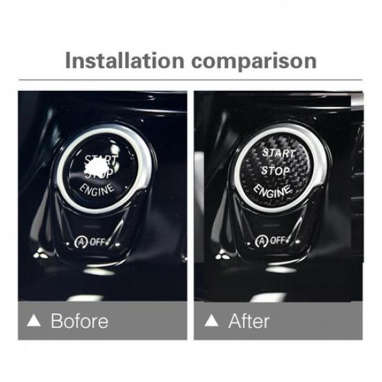 Car Engine Carbon Fiber button sticker Emblem Shell For BMW F F10 F07 F20 F21